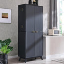 OKD Fluted Kitchen Pantry, 72" Tall Mid Century Modern Storage Cabinet with Adjustable Shelves & Door Organizer, Wood Cabinet for Kitchen, Living Room, Dark Grey by CozyNest Decor