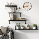 Fun Memories Black Floating Shelves 18 Inch Long, Rustic Floating Shelf with Brackets, 10 Inch Deep Wall Shelves, Black Bathroom Shelves, 18 x 10 Storage Shelf for Kitchen, Living Room, Set of 2 by CozyNest Decor