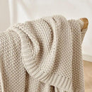 Joydeco Chunky Cable Knit Throw Blanket, Lightweight 100% Organic Cotton Soft Cozy Throw Twin Blanket for Couch Bed and Sofa, Rustic Breathable Farmhouse Blanket Gift for Women Men(Beige, 60"x80") by CozyNest Decor