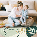 Lahome Green Washable Round Rug - 7Ft Round Area Rug for Living Room Throw Soft Boho Round Rug Large Non-Slip Round Dining Room Rug, Botanical Print Floor Round Carpet for Bedroom Office (Pink,7'x7') by TinyTreasures Baby Boutique