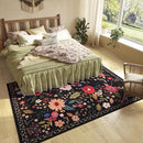5x7 Washable Rug for Living Room, Floral Black Area Rug, Non Slip Low Pile Soft Flower Carpet, Large Rugs for Bedroom, Dining Room, Office, Kids Playroom, Nursery by TinyTreasures Baby Boutique