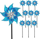 Hausse 10 Pack Reflective Pinwheels with Stakes, Extra Sparkly Pin Wheel for Garden Decor, Bird Repellent Devices Deterrent to Scare Birds Away from Yard Patio Farm, Blue by CozyNest Decor