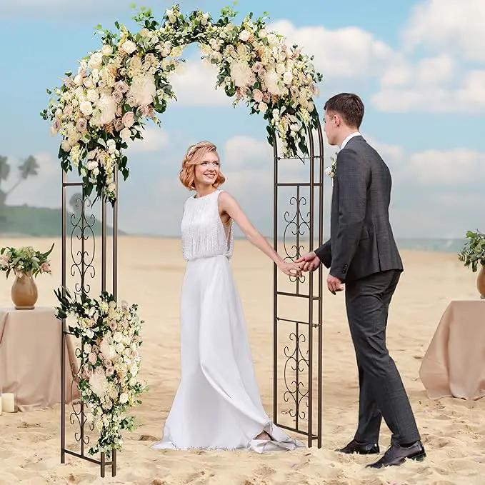 Evergreen Plow & Hearth Montebello-Gunmetal Garden Arbor - 7 Feet Tall | Slim Metal Arch with Iron Trellis for Climbing Plants | Elegant Wedding Arbor | Outdoor Patio & Garden Decor, photo 5 of 8