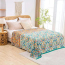 Boho Blanket Throw Quilt, 100% Cotton Soft Light Weight Throw Blankets for Summer, 90"x98" Farmhouse Flower Decorative Blankets, All Season Rustic Reversible Bohemian Throw Quilt by CozyNest Decor