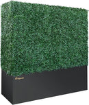 Artificial Boxwood Hedge Divider Wall with Black 201 Stainless Steel Planter Box (60" L X 48" H X 14" D) by GreenHaven Gardens