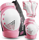 SKATEWIZ Skateboard Pads Protective Gear Set for Kids - Smash - Roller Skate Pads [6pc] - Elbow Pads Roller Derby and Knee Pads Kids Skating with Wrist Guards for Kids and Adults by TinyTreasures Baby Boutique