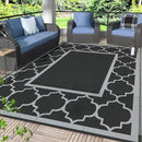 GENIMO 6' x 9' Outdoor Rug Waterproof for Patio Decor, Foldable Reversible Plastic Straw Area Rugs Mat for Camper, Outside Carpet for Rv, Deck, Porch, Picnic, Beach, Balcony, Black & Grey by CozyNest Decor