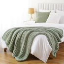 Battilo Chunky Knit Throw Blanket, Soft and Thick Chenille Throw Blanket, 50"x60" Handmade Cable Knit Crochet Blanket, Large Rope Knot Throw Blankets for Couch Sofa Bed Home Decor, Light Green by CozyNest Decor
