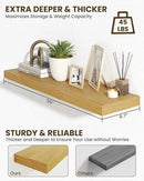 Marsmiles 36" Floating Shelves for Wall, Wooden Shelves with Invisible Brackets Set of 2, Rustic Farmhouse Wall Mounted Shelf for Kitchen Bathroom Living Room Study, Natural Oak by CozyNest Decor