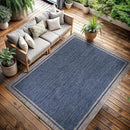 CAMILSON Outdoor Rug, 6x9 Bordered Navy Blue Gray Modern Area Rugs for Indoor and Outdoor Patios, Porches Waterproof Washable Porch Deck Outside Carpet (Bordered Navy, 6 x 9) by CozyNest Decor