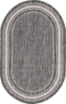 Unique Loom Outdoor Border Collection Area Rug - Soft Border (3' 3" x 5' 3" Oval, Black/ Ivory) by GreenHaven Gardens