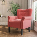 BELLEZE Modern Accent Chair for Living Room, High Back Armchair with Wooden Legs, Upholstered Wingback Side Chair Padded Armrest Single Sofa Club Chair for Living Room, Bedroom - Allston (Brick) by CozyNest Decor