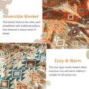 Boho Throw Blanket for Couch Sofa Bed, 100% Cotton Woven Quilt with Tassel 80”x90”, Super Soft Muslin Blanket with Patchwork Printed, Decorative Reversible Bed Blanket/Cover for All Seasons by CozyNest Decor