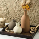 Vase Set of 3 | Ceramic Neutral Vases Home Decor | Rustic Flower Pottery Vases Modern Farmhouse Vase for Table Entryway Mantel Centerpiece Bookshelf Living Room Bathroom Bedroom -Brown Large by GreenHaven Gardens