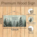 Welcome Winter Hanging Wooden Signs 12x6, Pine Tree Decor, Winter Door Decorations, Winter Door Sign, Snowflake Pine Trees Birds Home Room Office Hanging Wall Decor by CozyNest Decor
