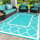 GENIMO 6' x 9' Outdoor Rug Waterproof for Patio Decor, Reversible Plastic Straw Area Mats Carpet for Camper Clearance, Outside Carpet for Rv, Deck, Porch, Beach, Balcony, Aqua Blue & White by CozyNest Decor
