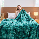 Lotus Karen Faux Fur Throw Blanket Tie-Dye Green - Big Bubble Rabbit Fluff Blanket for Couch, Large Fluffy Fuzzy Cozy Blanket,Thick Furry Plush Shaggy Blankets,90x90 Inches by CozyNest Decor