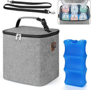 Accmor Breastmilk Cooler Bag with Ice Pack, Baby Bottle Cooler Bags, Insulated Bottle Cooler Tote Bags On The Go, Fits 6 Large 9oz Bottles, for Nursing Mom Daycare Travel, Grey by TinyTreasures Baby Boutique
