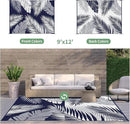 GENIMO Outdoor Rug 9' x 12' Waterproof for Patios Clearance, Reversible Outdoor Plastic Straw Camping Rug Carpet, Large Area Rugs Mats for RV, Camper, Deck, Balcony, Porch, Beach, Navy Blue&White by CozyNest Decor