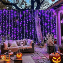 JMEXSUSS 300LED Purple Halloween Lights with Remote, Curtain Hanging Light Plug in, 8 Modes Purple String Lights for Bedroom Window Wall Party Backdrop Christmas Halloween Decorations by CozyNest Decor