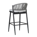 Outdoor Bar Height Metal Frame Counter Stools with Scallop-Shaped Backrest & Water-Resistant Cushions by HouseOfZazla