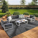 GENIMO Outdoor Rug 10' x 14' Waterproof for Patios Clearance, Reversible Outdoor Plastic Straw Camping Rug Carpet, Large Area Rugs Mats for RV, Camper, Deck, Balcony, Porch, Beach, Picnic, Black&Grey by CozyNest Decor