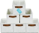 OrganiHaus Small Fabric Storage Baskets for Shelves 6 Pack, 12x8in Closet Storage Bins for Shelves, Cloth Baskets for Organizing, Linen Closet Organizers, Fabric Basket, White Basket by TinyTreasures Baby Boutique