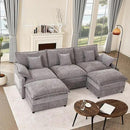 108" U Shaped Couch, Modular Sectional Sofa, 3-Seater Comfy Cloud Couch with Movable Ottoman, Deep Seat Couches for Living Room, Chenille, Slate by CozyNest Decor