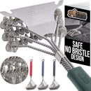 GORILLA GRIP Heavy Duty No Bristle Triple Helix Grill Brush with Scraper for Outdoor Grills, Safe Steam Cleaning, Oversized Comfortable Handle Grip with Bottle Opener, BBQ Tools, 17.5 Inch, Green by GreenHaven Gardens