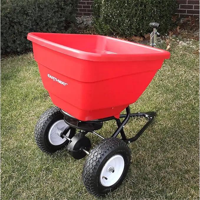 EarthWay Products T150 150lb Towable Broadcast Fertilizer Spreader, Seed Spreader, Pull Behind Aerator/Seeder for Garden Tractor, Easy Flow Control, Adjustable, Non-Skid Tires, photo 7 of 9