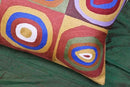 Lumbar Kandinsky Cushion Cover Farbstudie Quadrate Hand Embroidered Wool 13x21 by CozyNest Decor