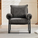 YISHENG Accent Chair with 6-Angle Adjustable Backrest, Chenille Fabric Living Room Chair Upholstered Lounge Chair, Modern Chair Cozy Reclining Chair for Reading Room, 1PC Gray by CozyNest Decor