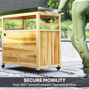 Outsunny Outdoor Grill Cart with Wheels and Storage, Solid Wood Outdoor Kitchen Island with Stainless Steel Top, Movable Bar Cart with Spice Rack, Side Handle, Integrated Hole for BBQ, Natural Wood by CozyNest Decor
