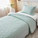 MarCielo 3-Piece 100% Cotton Oversized Bedspread Lightweight Quilt Coverlet Embroidery Farmhouse Bedding Set T0 (Aruba Blue, Twin (68"x86")) by CozyNest Decor