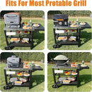 Grill Cart, Outdoor Grill Table, Pizza Oven Stand, Three-Shelf BBQ Table, Movable Dining Cart with Drawer, Fits for Ninja Woodfire Grill, Blackstone Griddle,Tabletop Grill by CozyNest Decor