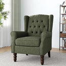 Lumibee High Back Accent Chair,Upholstered Wingback Armchair with Solid Wood Legs for Small Spaces,Comfy Single Sofa Chair for Living Room,Bedroom,Office-Green by CozyNest Decor