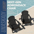 Folding Adirondack Chair Set of 3 with Cup Holder, HDPE All Weather Resistant Plastic Outdoor Patio Chairs, Heavy Duty Fire Pit Seating for Backyard Lawn Garden, Wooden Textured Design(Black) by GreenHaven Gardens