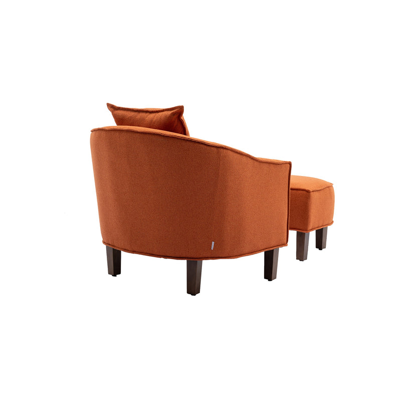 Accent Chair with Ottoman, Mid Century Modern Barrel Chair Upholstered Club Tub Round Arms Chair for Living Room