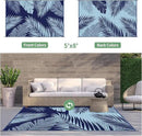 GENIMO Outdoor Rug 5' x 8' Waterproof for Patios Clearance, Reversible Outdoor Plastic Straw Camping Rug Carpet, Large Area Rugs Mats for RV, Camper, Deck, Balcony, Porch, Beach, Navy Blue&Baby Blue by CozyNest Decor