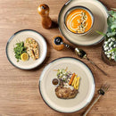GBHOME Ceramic Dinnerware Sets for 4, 12 Pieces Stoneware Plates and Bowls Sets, Scratch Resistant Dishes, Dishwasher & Microwave Safe, Reactive Glaze-Gravel by CozyNest Decor