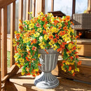 INSPRING Artificial Flowers for Outdoors Fake Mums Hanging Plants Decor, 2Pcs Silk Daisy with Eucalyptus UV Resistant Look Real Trailing Vines for Planter Front Door Patio Yard, OrangeYellow by CozyNest Decor