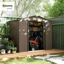 Outsunny 7' x 4' Outdoor Storage Shed, Garden Tool Metal Shed with Foundation Kit, Double Lockable Door, Air Vents and Sloping Roof, for Backyard, Patio, Lawn, Brown by GreenHaven Gardens