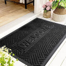Mibao Front Door Mat Outside Entrance, Durable Outdoor Indoor Mat, Low Profile Heavy Duty Doormat, Non-Slip, Traps Dirt and Moisture, Easy Clean Patio Porch Entryway Mat, 47" x 32", Black by CozyNest Decor