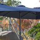 14.8 Ft Double Sided Outdoor Umbrella Rectangular Large with Crank (Navy Blue)