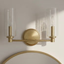 Regal - Double Light Vanity With Clear Ribbed Satin - Antique Brass / Clear by Unique Piece Furniture