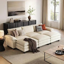 LINSY HOME Modular Sectional Sofa - 123'' Oversized Sleeper Sofa Cloud Couch Corduroy Sofa Bed with Movable Ottoman Soft Modern Comfy Couch for Living Room Apartment Office, Beige by CozyNest Decor