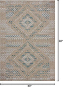 Loloi Amber Lewis Topanga Collection TOP-04 Natural/Aqua 5'-3" x 7'-6" Indoor/Outdoor Area Rug by CozyNest Decor