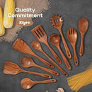 Teak Wooden Cooking Utensils Set, 10 Piece Premium Kitchen Cookware, Non-Scratch Wooden Spoons for Cooking, Perfect for Cooking and Serving by CozyNest Decor