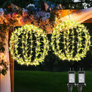 Flacchi Hanging Iron Sphere Lights with Artificial Greenery – 12Inch 120 LED Waterproof Outdoor/Indoor Decor Ball Light with Timer & 8 Modes – 2 Pack for Garden, Christmas, Weddings (Warm White) by GreenHaven Gardens