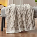 Bedsure Cable Knit Throw Blanket for Couch Bed - Breathable Chenille Chunky Knit Throw Blanket for Decorative Gift, GentleSoft Cozy and Warm for Winter and All Seasons, Beige, 50x60 Inches by CozyNest Decor